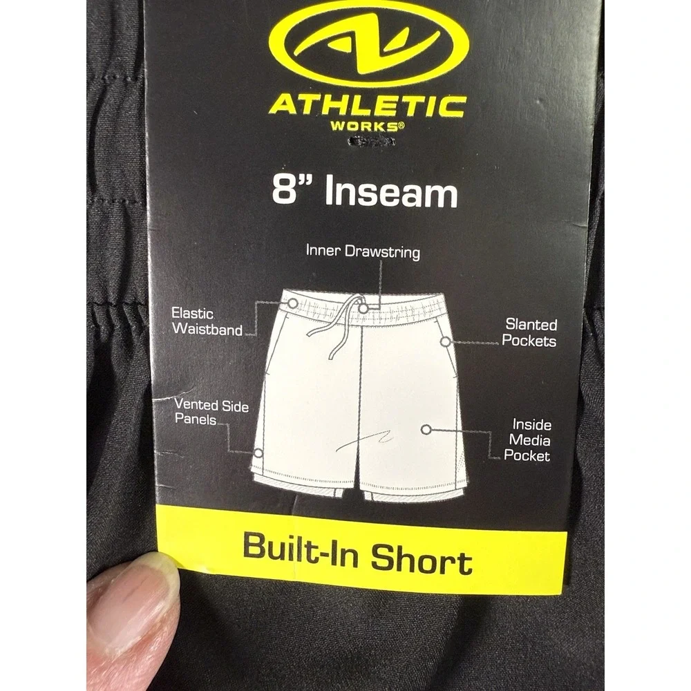Athletic Works  2 In 1 Short Men's 2XL - Black - NEW WITH TAGS - Picture 2 of 14